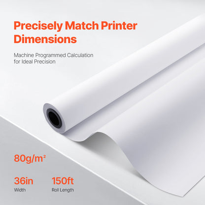 Wide Format Paper Plotter Paper 4 Rolls 36 Inch x 150 Feet CAD Bond Rolls