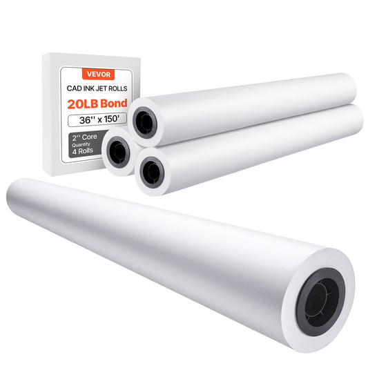 Wide Format Paper Plotter Paper 4 Rolls 36 Inch x 150 Feet CAD Bond Rolls