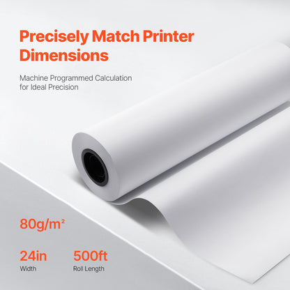 Wide Format Paper, 24 in x 500 ft Plotter Paper, 2 Rolls CAD Bond Rolls with 3 in Core, 20 LB Bond Paper Rolls, Idea for CAD Drawings, Engineering Plans, GIS Maps & Architectural Designs