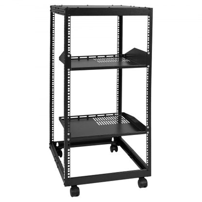 20U Open Frame Server Rack, 23-40 in Adjustable Depth, Free Standing or Wall Mount Network Server Rack, 4 Post AV Rack with Casters, Holds All Your Networking IT Equipment AV Gear Router Modem