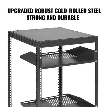 20U Open Frame Server Rack, 23-40 in Adjustable Depth, Free Standing or Wall Mount Network Server Rack, 4 Post AV Rack with Casters, Holds All Your Networking IT Equipment AV Gear Router Modem