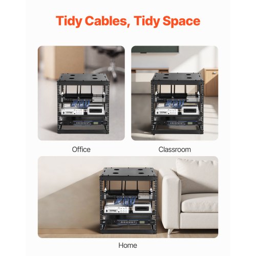 10U nätverksrack med öppet ramverk, 585 mm djup, väggmonterat eller golvstående serverrack, kraftigt 4-pelare, med ventilerade hyllor och monteringsdetaljer, rymmer all din nätverks-IT-utrustning och AV-utrustning |  EU