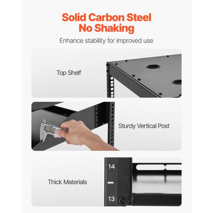 16U nätverksrack med öppen ram, 585 mm djup, väggmonterat eller golvstående serverrack, kraftigt 4-pelare, med ventilerade hyllor och monteringsdetaljer, rymmer all din nätverks-IT-utrustning och AV-utrustning |  EU