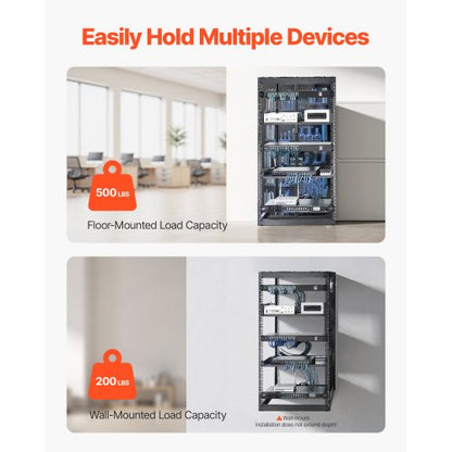 20U nätverksrack med öppet ramverk, 585 mm djup, väggmonterat eller golvstående serverrack, kraftigt 4-pelare, med ventilerade hyllor och monteringsdetaljer, rymmer all din nätverks-IT-utrustning och AV-utrustning |  EU