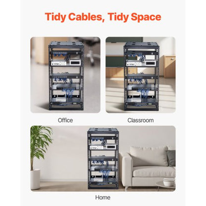 20U nätverksrack med öppet ramverk, 585 mm djup, väggmonterat eller golvstående serverrack, kraftigt 4-pelare, med ventilerade hyllor och monteringsdetaljer, rymmer all din nätverks-IT-utrustning och AV-utrustning |  EU