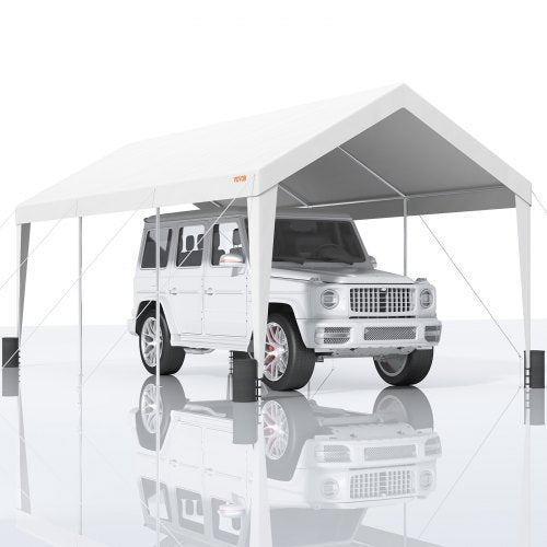 Carport, 10x20 ft Heavy Duty Car Canopy Garage Boat Shelter Party Tent with 8 Reinforced Poles and 4 Weight Bags, UV Resistant Waterproof All-Season Tarp for SUV, F150, Car, Truck, Boat