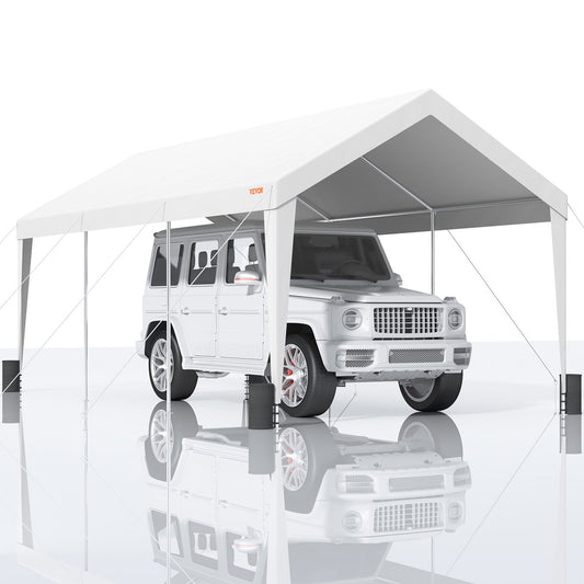 Carport, 10x20 fot Heavy Duty Car Canopy Garage Boat Shelter Partytält med 8 förstärkta stolpar och 4 viktpåsar, UV-beständig vattentät presenning för SUV, F150, bil, lastbil, båt