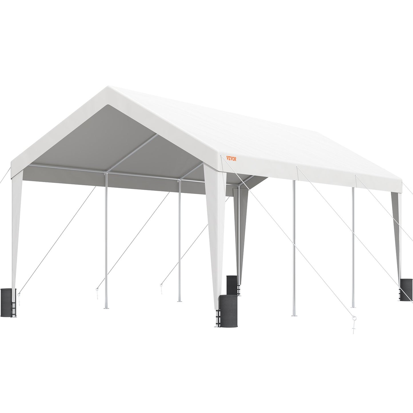 Carport, 10x20 fot Heavy Duty Car Canopy Garage Boat Shelter Partytält med 8 förstärkta stolpar och 4 viktpåsar, UV-beständig vattentät presenning för SUV, F150, bil, lastbil, båt