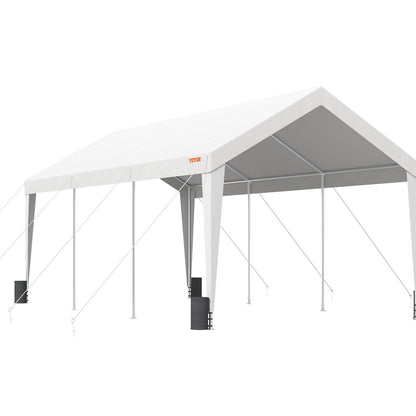 Carport, 10x20 fot Heavy Duty Car Canopy Garage Boat Shelter Partytält med 8 förstärkta stolpar och 4 viktpåsar, UV-beständig vattentät presenning för SUV, F150, bil, lastbil, båt