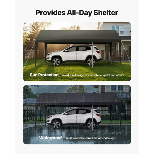 Carport/Zelt für Auto, 3 x 6 Meter, stabil, tragbar, grau