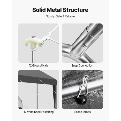 Carport/Zelt für Auto, 3 x 6 Meter, stabil, tragbar, grau
