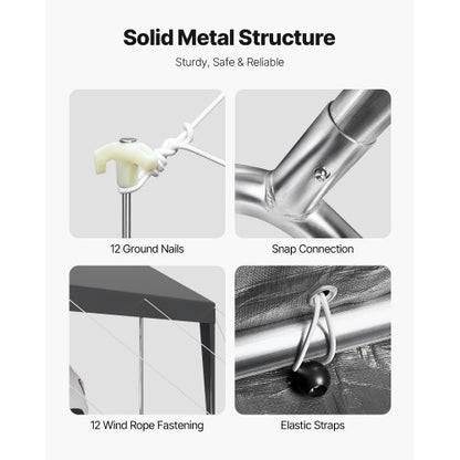 Carport/Zelt für Auto, 3 x 6 Meter, stabil, tragbar, grau