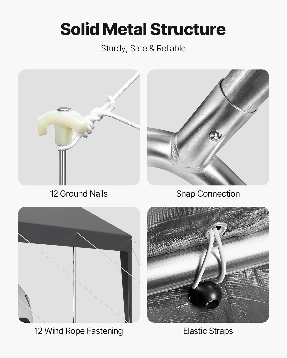 Carport, 10 x 20 FT Outdoor Car Canopy, Potable Carport, Heavy Duty Galvanized Car Shelter, UV-Resistant & Water-Resistant, All-Season Protection, Storage Shed for Car Boat Motorcycle Grey