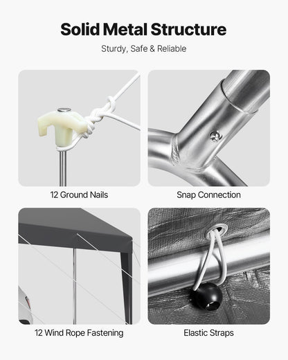 Carport, 10 x 20 FT Outdoor Car Canopy, Potable Carport, Heavy Duty Galvanized Car Shelter, UV-Resistant & Water-Resistant, All-Season Protection, Storage Shed for Car Boat Motorcycle Grey