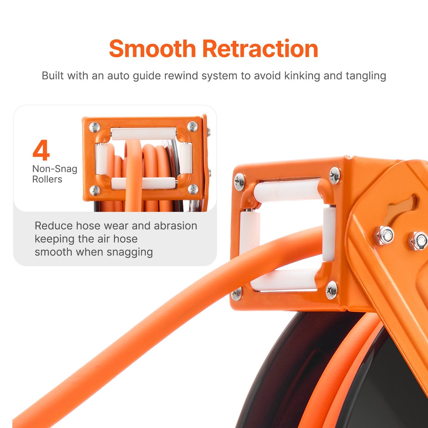 Infällbar luftslangrulle 3/8 IN x 65 FT Hybrid luftslangrulle Max 300 PSI