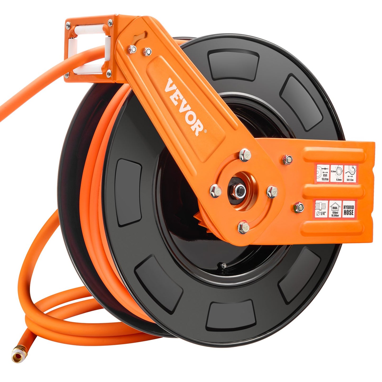 Infällbar luftslangrulle 3/8 IN x 65 FT Hybrid luftslangrulle Max 300 PSI