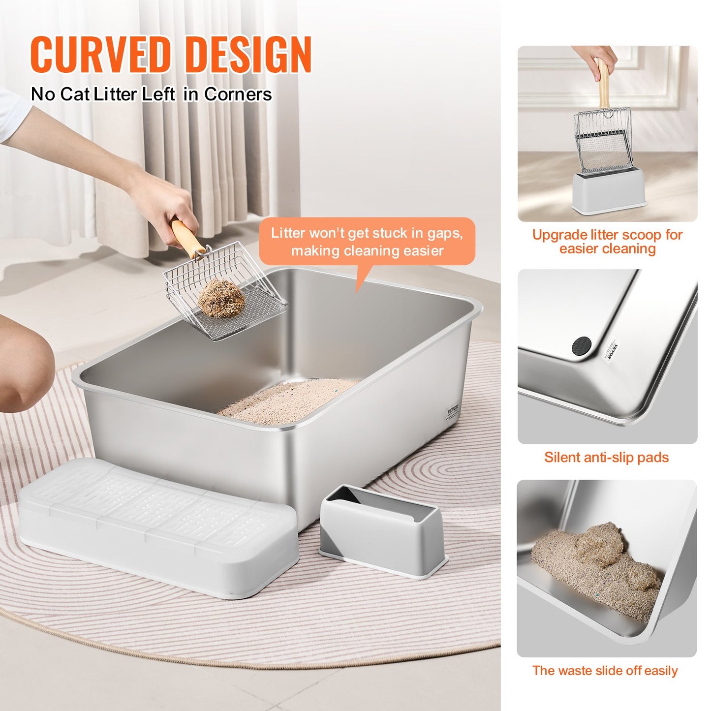 8 Zoll tiefe Katzentoilette Geruchsfreie Katzentoilette mit filterndem Fußteil