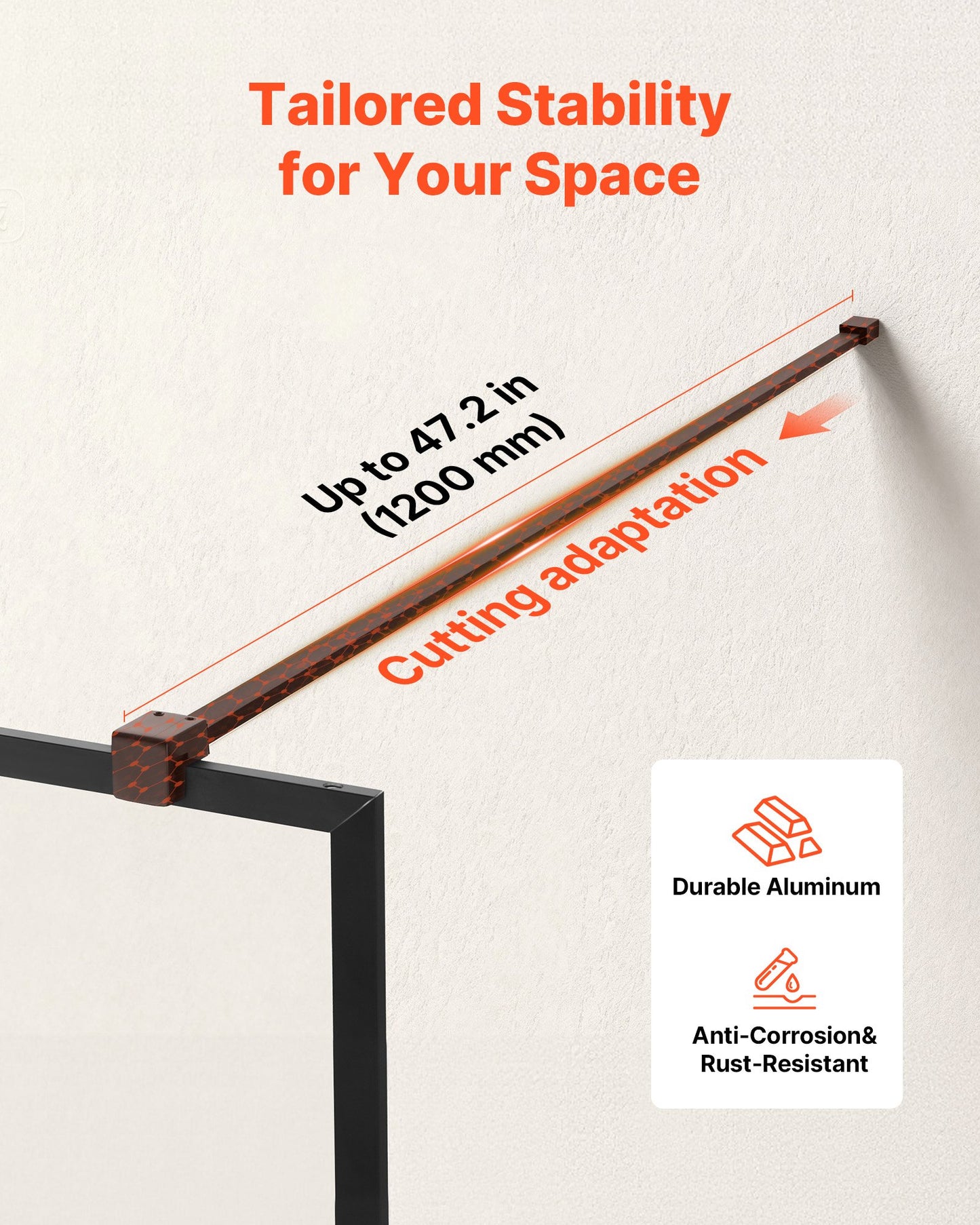 Fixed Glass Shower Panel, 34 x 73.6 in Full-Framed Fixed Shower Screen, 5/16 in Thick Clear Tempered Glass Door with Bottom Seal Strip and Hardware, Easy to Clean, for Bathroom, Matte Black