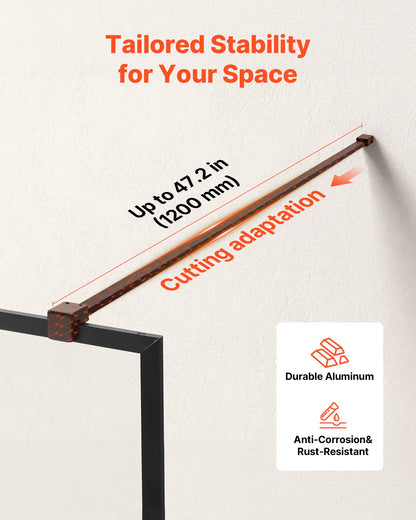 Fixed Glass Shower Panel, 34 x 73.6 in Full-Framed Fixed Shower Screen, 5/16 in Thick Clear Tempered Glass Door with Bottom Seal Strip and Hardware, Easy to Clean, for Bathroom, Matte Black