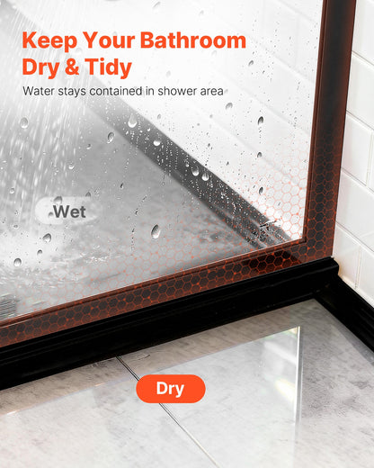 Fixed Glass Shower Panel, 34 x 73.6 in Full-Framed Fixed Shower Screen, 5/16 in Thick Clear Tempered Glass Door with Bottom Seal Strip and Hardware, Easy to Clean, for Bathroom, Matte Black