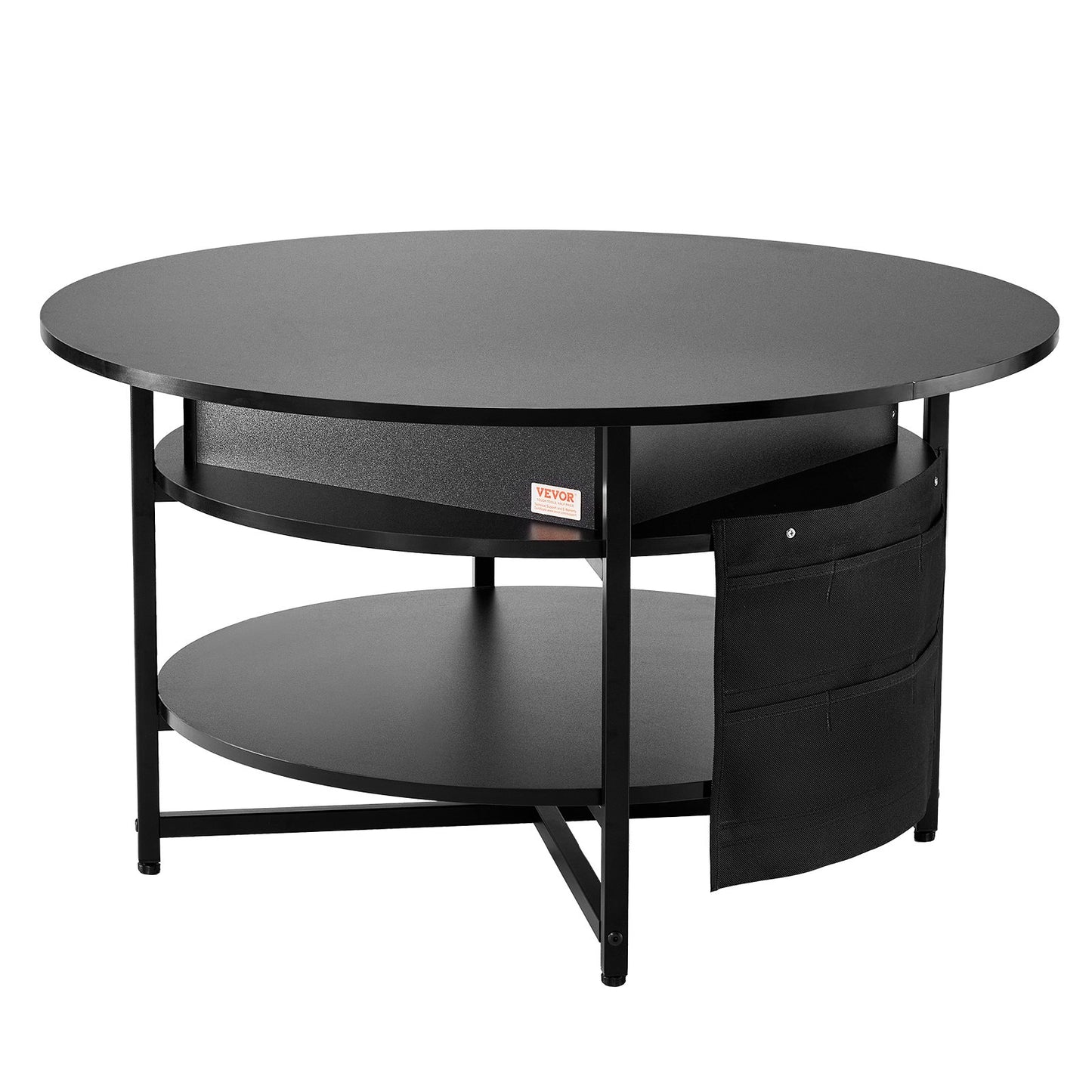 Lift Top Couchtisch 35,3" Runder Couchtisch für Wohnzimmer Schwarz