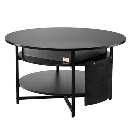 Lift Top Couchtisch 35,3" Runder Couchtisch für Wohnzimmer Schwarz