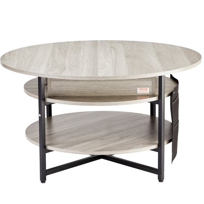 Lift Top Couchtisch 35,3" Runder Couchtisch für Wohnzimmer Weiß