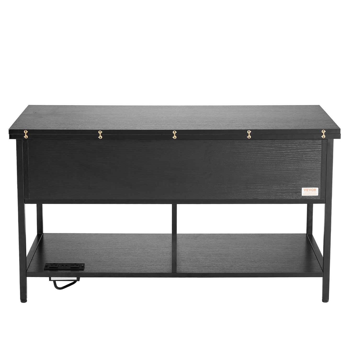 Lift Top Couchtisch 39,4" Rechteckiger Couchtisch mit Licht &amp; USB Schwarz