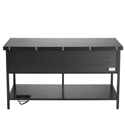 Lift Top Couchtisch 39,4" Rechteckiger Couchtisch mit Licht &amp; USB Schwarz