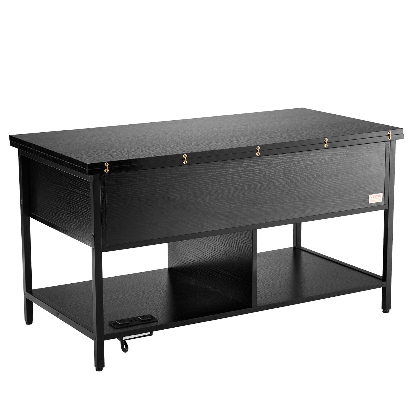 Lift Top Couchtisch 39,4" Rechteckiger Couchtisch mit Licht &amp; USB Schwarz