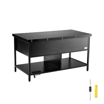 Lift Top Couchtisch 39,4" Rechteckiger Couchtisch mit Licht &amp; USB Schwarz