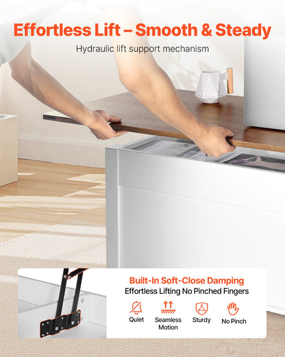 47.2 in Farmhouse Lift Top Coffee Table, Rustic Center Table with Barn Door and Hidden Storage Compartment, Modern Rectangle Lifting Tabletop for Living Room, Office, Home, Easy Assembly, White