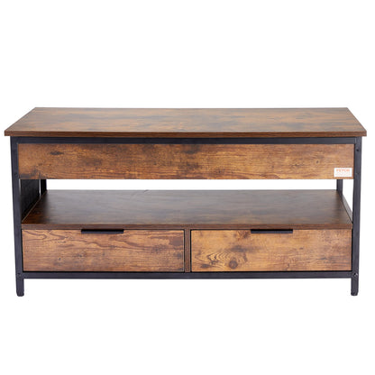 Lift Top Coffee Table 39.4" Rectangular Coffee Table with Light &amp; USB Brown