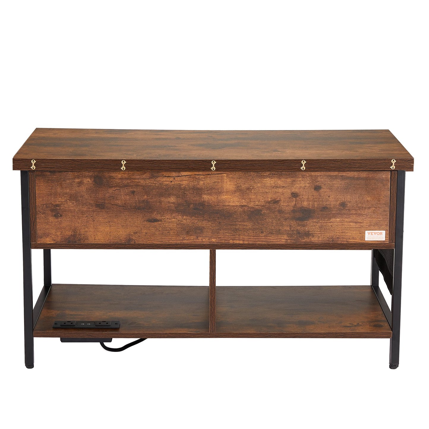 Lift Top Coffee Table 39.4" Rectangular Coffee Table with Light &amp; USB Brown