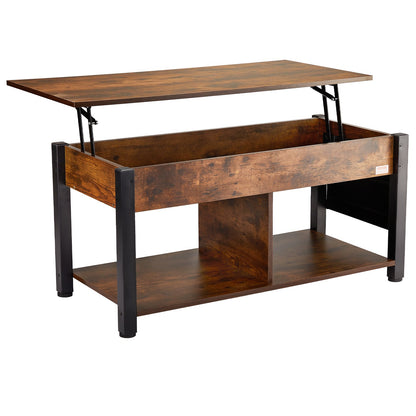 Lift Top Couchtisch 41,7" Rechteckiger Couchtisch für Wohnzimmer Braun