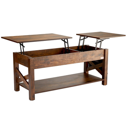 Lift Top Couchtisch 47,5" Rechteckiger Couchtisch für Wohnzimmer Braun