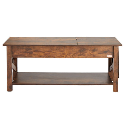 Lift Top Couchtisch 47,5" Rechteckiger Couchtisch für Wohnzimmer Braun