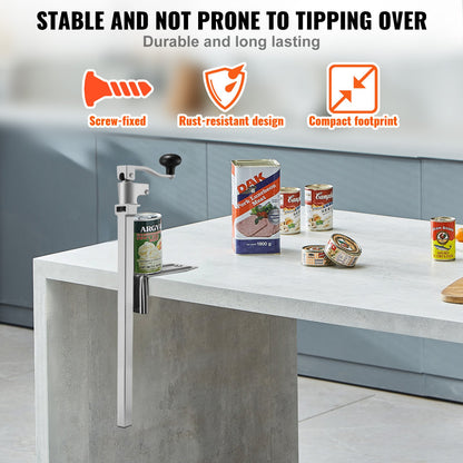 Commercial Can Opener, Heavy-Duty Manual Tabletop Cans Opener for Cans Up to 15.75 in Height, Height-Adjustable Professional Can Openers Fixed with Screws, for Restaurant, Hotel, and Food Store