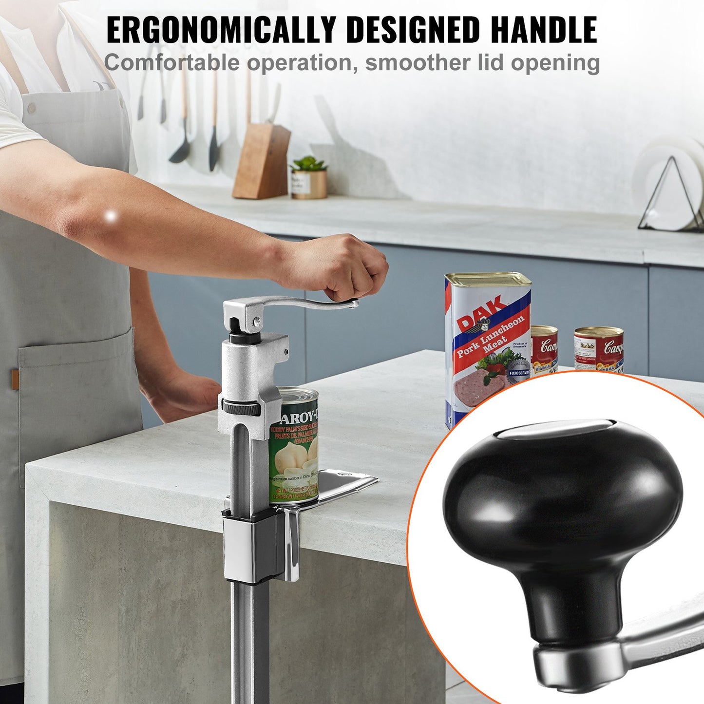 Manual Can Opener, Commercial Tabletop Opener for Large Cans, Heavy Duty Can Opener with Base, Adjustable Height Industrial Can Opener for Cans Up to 15.7 Inch Tall, for Restaurant Hotel Home Bar