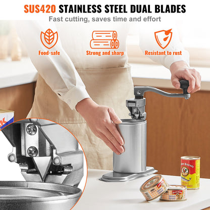 Commercial Can Opener, Heavy-Duty Manual Tabletop Cans Opener for Cans Up to 11.8 in Height, Height-Adjustable Can Openers Fixed with Screws & Table Clamp, for Restaurant, Hotel, and Food Store