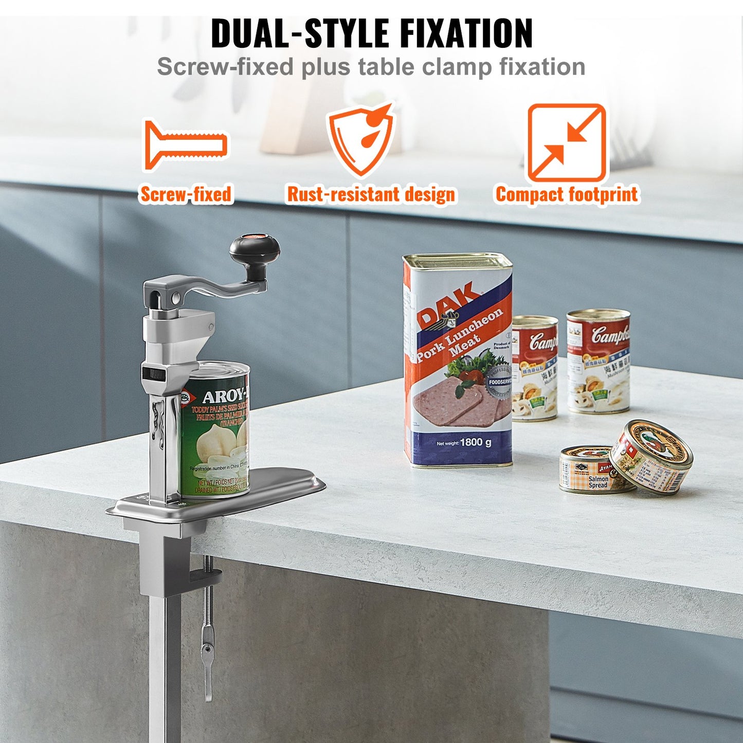 Manual Can Opener, Sturdy Table-Mounted Opener for Big Cans, Durable with Stand, Height-Adjustable Professional Bottle Opener, Suitable for Cans Up to 15.7" High, Ideal for Restaurants, Hotel