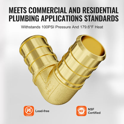 Pipe Fittings, 3/4" 50PCS Brass Pipe Fittings, Clamp-style Elbows Pipe Connector Brass Air Fittings, Heavy Duty Plumbing Fittings Tube Adapter for Heating/Shower Systems,Outdoor Water Pipes