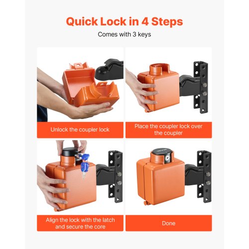 Collar Coupler Lock Fits 2 &amp; 2-5/16-inch Couplers Towbar Lock | EU