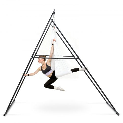 Yoga Stand Frame, Max 440.9 lbs Load Swing Stand, Triangular Structure Aerial Rig, Aerial Silk Stands with EVA Foam & 6.6-yard Yoga Hammock, 4-Level Horizontal & 6-Level Vertical Adjustment