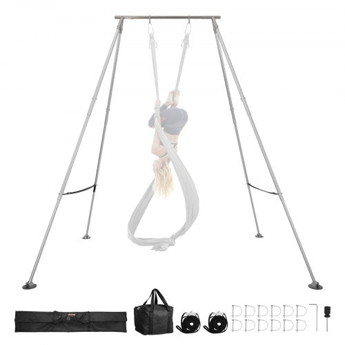 Yoga Stand Frame, Max 310 lbs Load Swing Stand, Triangular Structure Pull Up Stands, Aerial Silk Stands with Height Adjustable & Aluminum Frame Legs, Stainless Steel Top Bar