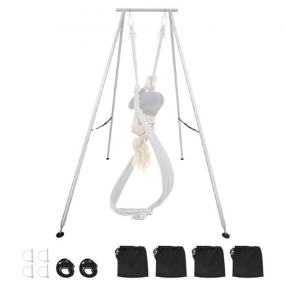 Yoga Stand Frame, 9.6 ft Length Swing Stand, Max 551.2 lbs Load Triangular Structure Aerial Rig, Aerial Silk Stands for Yoga Enthusiasts, Non-Slip Base, Lightweight, Detachable Design