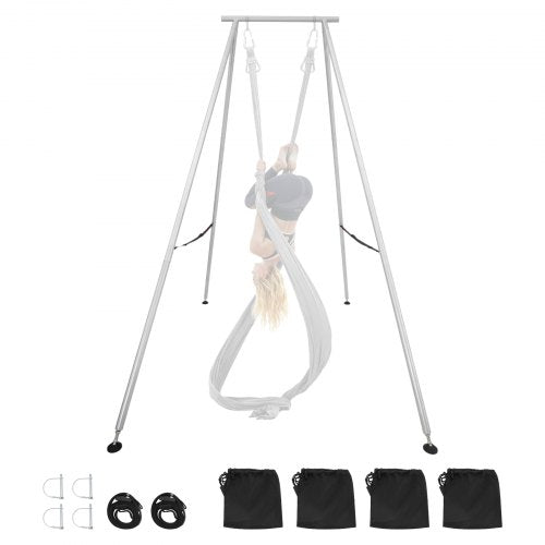 Yoga Stand Frame, 9.6 ft Length Swing Stand, Max 551.2 lbs Load Triangular Structure Aerial Rig, Aerial Silk Stands for Yoga Enthusiasts, Non-Slip Base, Lightweight, Detachable Design