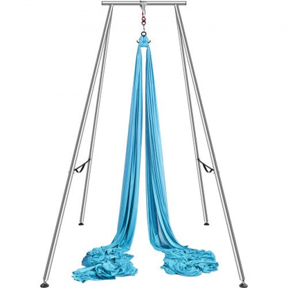 Aerial Yoga Frame & Yoga Hammock, 9.67 ft Height Professional Yoga Swing Stand Comes with 13.1 Yards Aerial Hammock, Max 551.15 lbs Load Capacity Yoga Rig for Indoor Outdoor Aerial Yoga, Blue