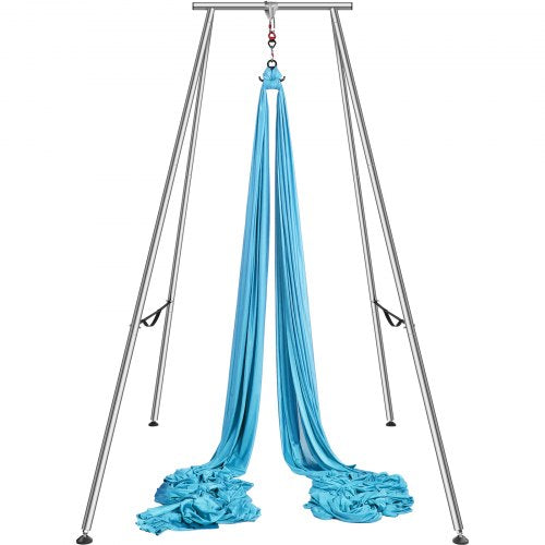 Aerial Yoga Frame & Yoga Hammock, 9.67 ft Height Professional Yoga Swing Stand Comes with 13.1 Yards Aerial Hammock, Max 551.15 lbs Load Capacity Yoga Rig for Indoor Outdoor Aerial Yoga, Blue