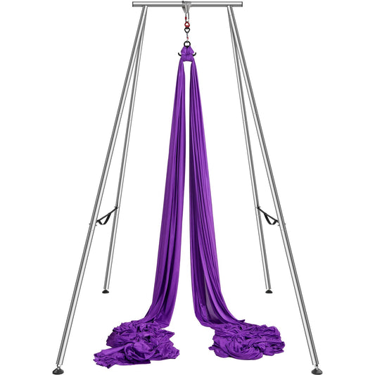 Aerial Yoga Ram & Yoga Hängmatta, 9,67 ft Höjd Professionell Yoga Swing Stand Levereras med 13,1 Yards Aerial Hammock, Max 551,15 lbs Lastkapacitet Yoga Rigg för inomhus utomhus Aerial Yoga, lila